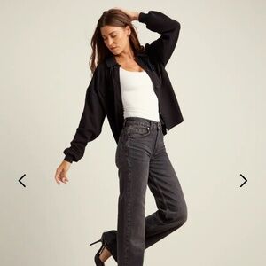 🆕 BYLT Basics Serene Shacket in Black Size Medium Textured Overshirt NWOT